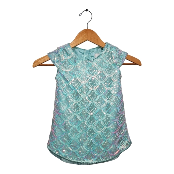 Disney Ariel Princess Mermaid Sequin Dress Turquoise Size 4 - Picture 1 of 9